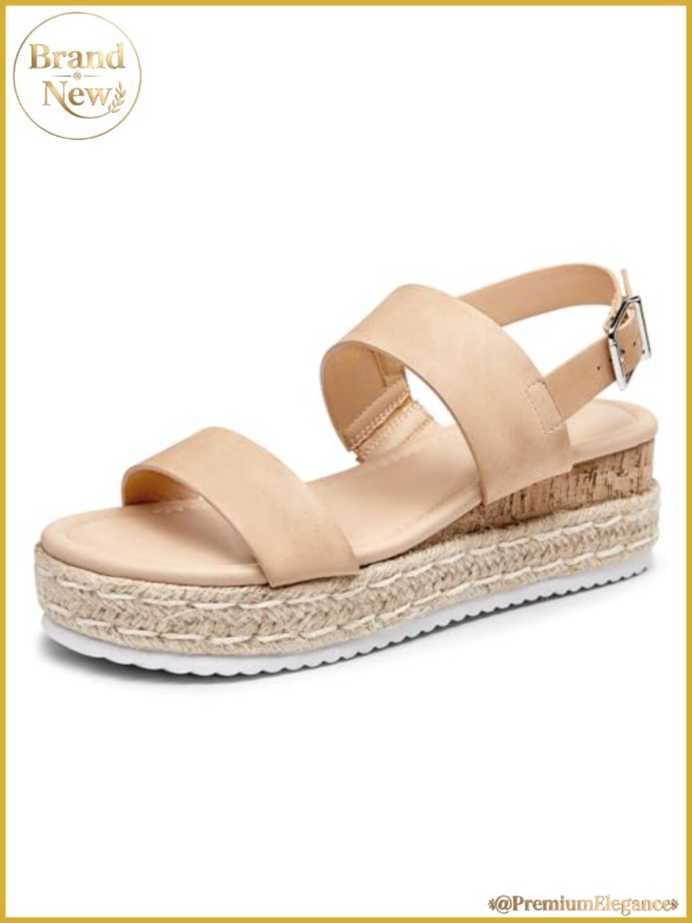 Platform wedge espadrille sandals memory foam open toe buckle